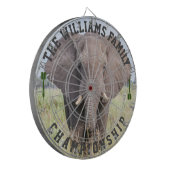 Aangepaste familienaam gepersonaliseerde olifant f dartbord (Voorkant Links)