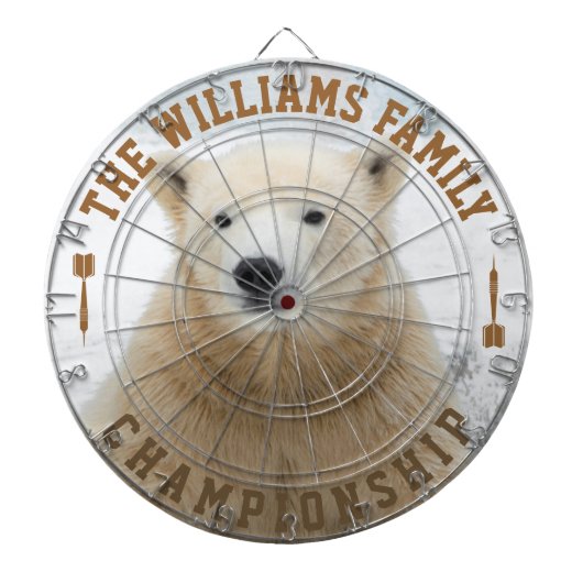 Aangepaste familienaam Gepersonaliseerde Polar Bee Dartbord (Voorkant)