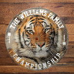 Aangepaste familienaam gepersonaliseerde tijger fo dartbord<br><div class="desc">Voeg je familienaam toe en creëer gemakkelijk je gepersonaliseerde familienaam dartboard. Klik op de knop PERSONALISEREN om de tekstkleur te wijzigen.</div>