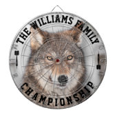 Aangepaste familienaam Gepersonaliseerde Wolf Foto Dartbord (Voorkant)