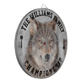 Aangepaste familienaam Gepersonaliseerde Wolf Foto Dartbord (Voorkant Links)