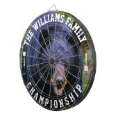 Aangepaste familienaam gepersonaliseerde zwart Bee Dartbord (Voorkant Rechts)