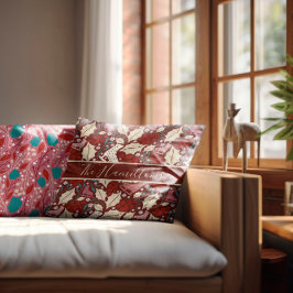 Aangepaste familienaam Gezellige Vintage Kerstgelu Kussen