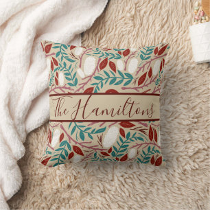 Aangepaste familienaam Gezellige Vintage Kerstgelu Kussen