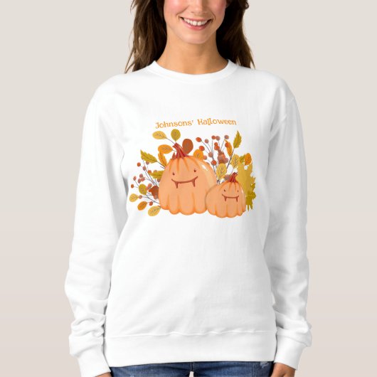 Aangepaste Familienaam Happy Halloween Sweatshirt (Voorkant)