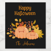 Aangepaste familienaam Happy Halloween Wijn Etiket (Enkel label)
