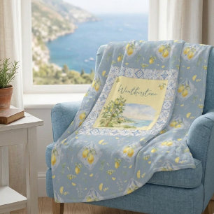 Aangepaste familienaam Italiaanse waterverf decora Fleece Deken