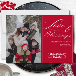 Aangepaste familienaam Jaar één foto Elegante scri Kaart