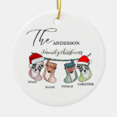 Aangepaste familienaam kerst familie cadeau keramisch ornament (Voorkant)