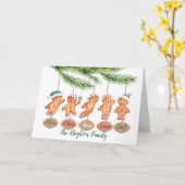 Aangepaste familienaam Kerst kunst Peperkoek  Kaart (Gele Bloem)