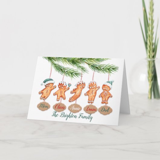 Aangepaste familienaam Kerst kunst Peperkoek  Kaart (Voorkant)