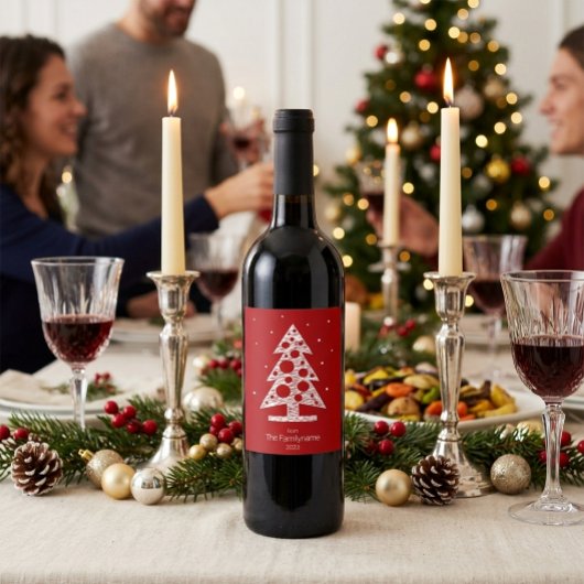 Aangepaste familienaam Kerst-wijnlabel Wijn Etiket