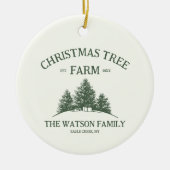 Aangepaste Familienaam Kerstboom Boerderij Foto Keramisch Ornament (Voorkant)