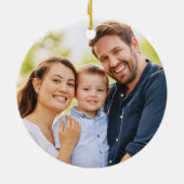 Aangepaste Familienaam Kerstboom Boerderij Foto Keramisch Ornament (Achterkant)