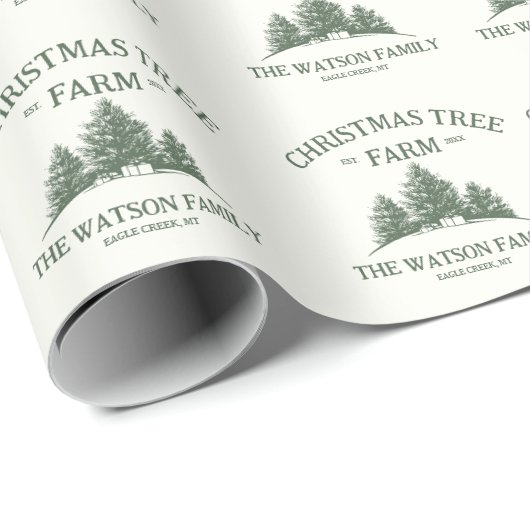 Aangepaste Familienaam Kerstboom Boerderij Retro Cadeaupapier (Rol Hoek)
