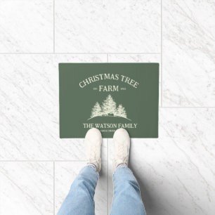 Aangepaste Familienaam Kerstboom Boerderij Retro Deurmat