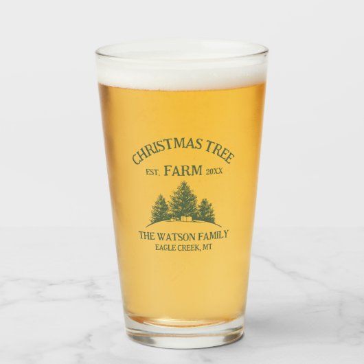 Aangepaste Familienaam Kerstboom Boerderij Retro Glas (Voorkant gevuld)