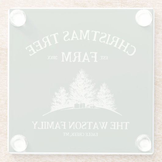 Aangepaste Familienaam Kerstboom Boerderij Retro Glazen Onderzetter (Achterkant)