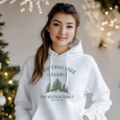Aangepaste Familienaam Kerstboom Boerderij Retro Hoodie