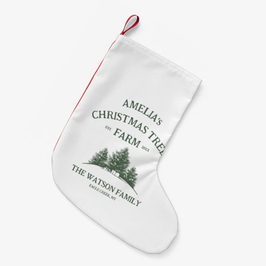 Aangepaste Familienaam Kerstboom Boerderij Retro Kleine Kerstsok (Voorkant (Hangend))