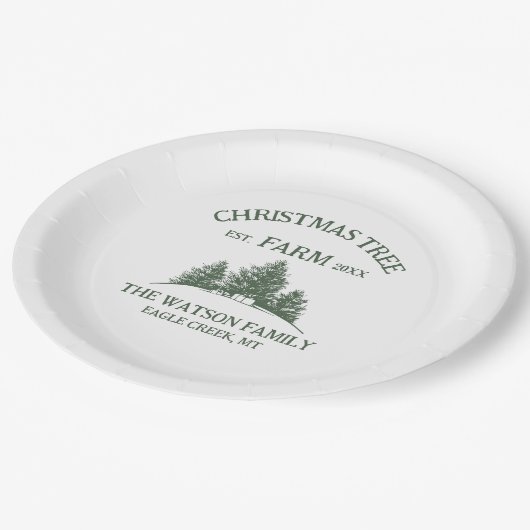 Aangepaste Familienaam Kerstboom Boerderij Retro Papieren Bordje (Gekanteld)