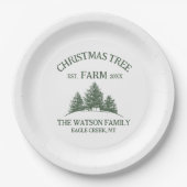 Aangepaste Familienaam Kerstboom Boerderij Retro Papieren Bordje (Voorkant)