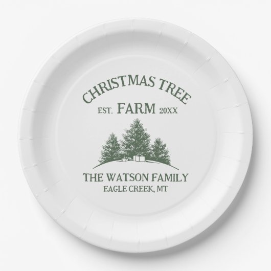 Aangepaste Familienaam Kerstboom Boerderij Retro Papieren Bordje (Voorkant)