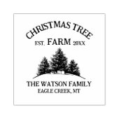 Aangepaste Familienaam Kerstboom Boerderij Retro Rubberstempel (Afrduk)