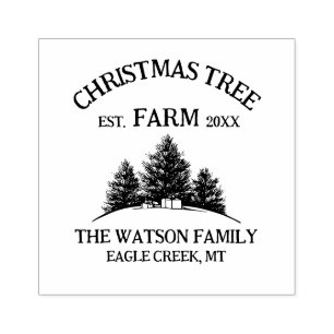 Aangepaste Familienaam Kerstboom Boerderij Retro Rubberstempel