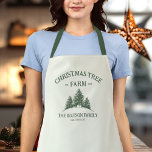 Aangepaste Familienaam Kerstboom Boerderij Retro Schort<br><div class="desc">Kook wat vakantie magie met dit aangepaste schort! Met uw familienaam en een retro kerstboom boerderij ontwerp in salie groen,  het is de perfecte feestelijke touch voor vakantie bakken en familie maaltijden.</div>