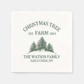 Aangepaste Familienaam Kerstboom Boerderij Retro Servet (Voorkant)