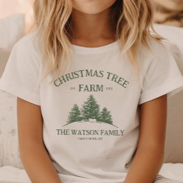 Aangepaste Familienaam Kerstboom Boerderij Retro T-shirt