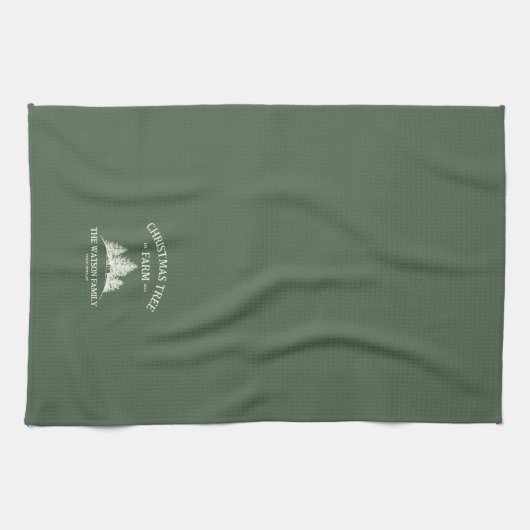 Aangepaste Familienaam Kerstboom Boerderij Retro Theedoek (Horizontaal)