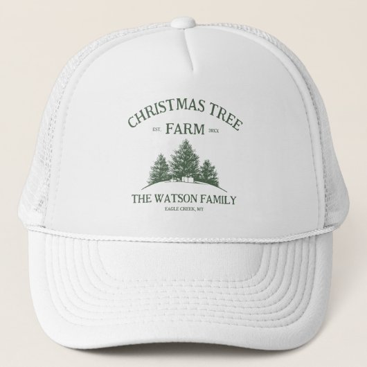 Aangepaste Familienaam Kerstboom Boerderij Retro Trucker Pet