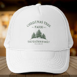 Aangepaste Familienaam Kerstboom Boerderij Retro Trucker Pet<br><div class="desc">Word feestelijk met onze aangepaste familienaam trucker hat! Met een retro kerstboom boerderij ontwerp in salie groen,  het is ideaal voor vakantie uitjes en het toevoegen van een leuke,  persoonlijke touch aan uw look.</div>