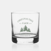 Aangepaste Familienaam Kerstboom Boerderij Retro Whisky Glas (Voorkant)