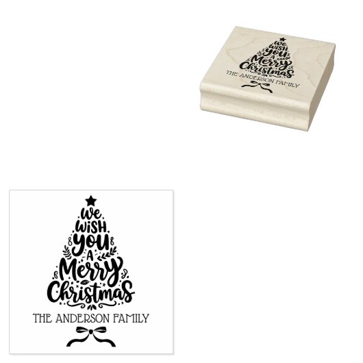 Aangepaste familienaam Kerstboom Stempel  (Gestempeld)