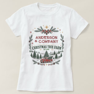 Aangepaste familienaam kerstboomgaard t-shirt