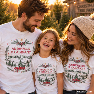 Aangepaste familienaam kerstboomgaard t-shirt