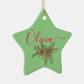 Aangepaste familienaam kerstversiering keramisch ornament (Rechts)