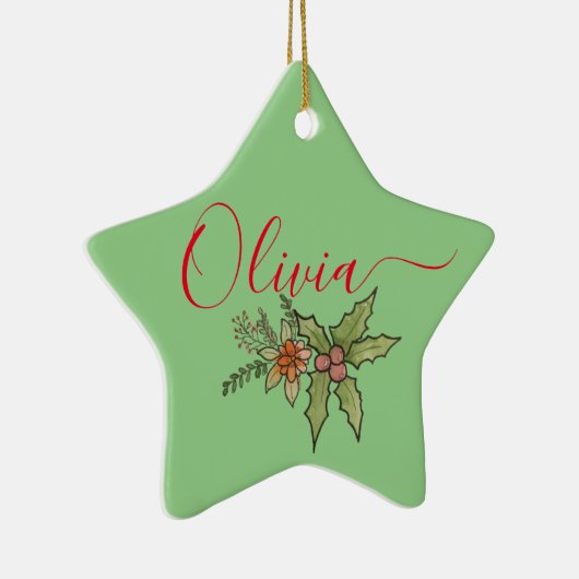 Aangepaste familienaam kerstversiering keramisch ornament (Rechts)