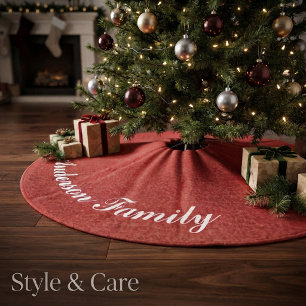 Aangepaste familienaam klassieke rode vilt fleece kerstboom rok