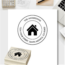 Aangepaste familienaam logo modern retouradres rubberstempel