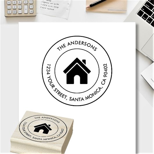 Aangepaste familienaam logo modern retouradres rubberstempel