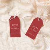 Aangepaste familienaam Merry + Bright Christmas Cadeaulabel