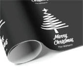aangepaste familienaam Merry Christmas Zwart Wit Cadeaupapier (Rol Hoek)