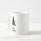 aangepaste familienaam Merry Christmas Zwart Wit Koffiemok (Voorkant links)