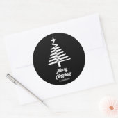 aangepaste familienaam Merry Christmas Zwart Wit Ronde Sticker (Envelop)