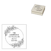 Aangepaste familienaam met bladeren rubberstempel (Gestempeld)