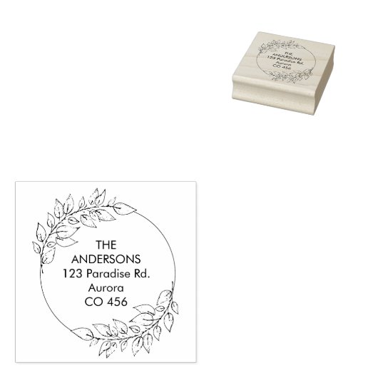 Aangepaste familienaam met bladeren rubberstempel (Gestempeld)